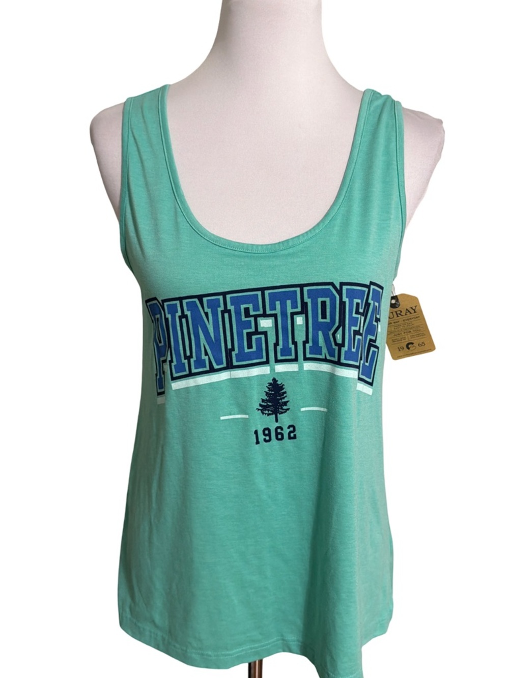 Ouray Mint Green Pinetree Graphic Tank Top Scoop Neck